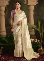 Pure Dola Silk Off White Wedding Wear Weaving  Saree